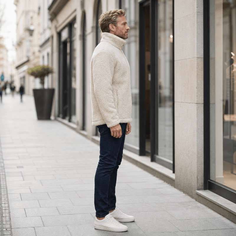 Grimsbu - light beige - 100% merino wool jacket