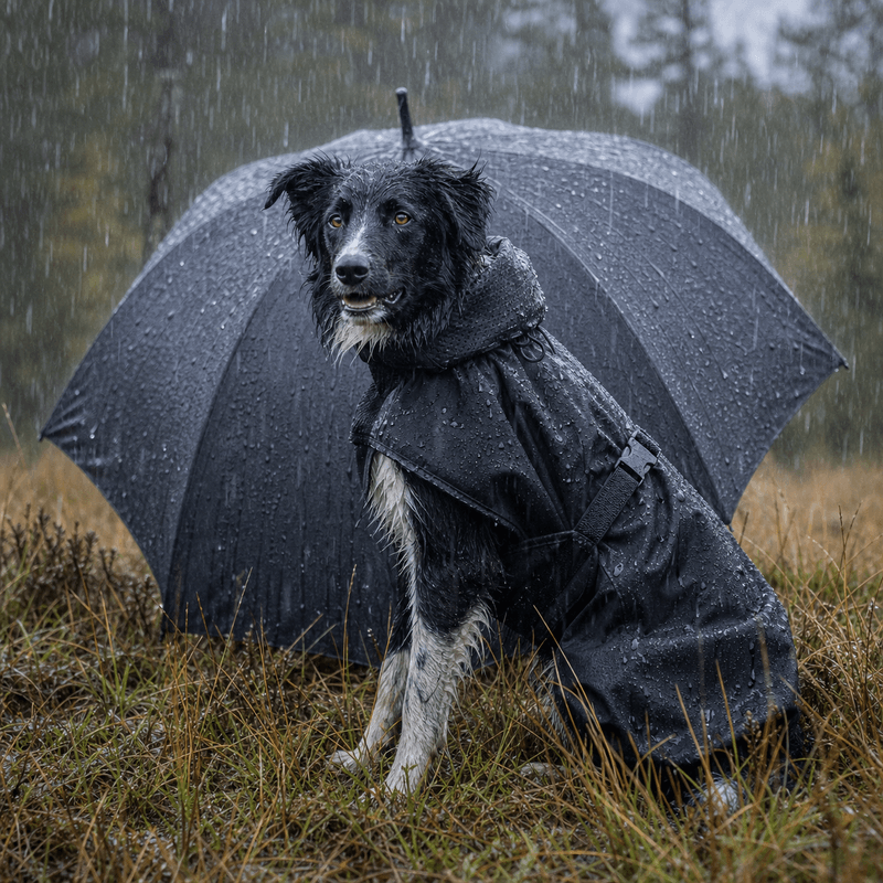 Cover black wind / rain coat for dogs